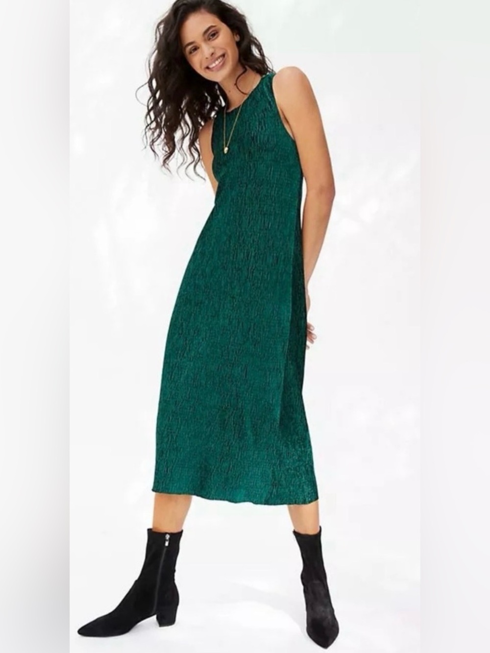 Maeve Anthropologie Adrienne Twist Back Midi Dress in Holly Green NWT Sz XL